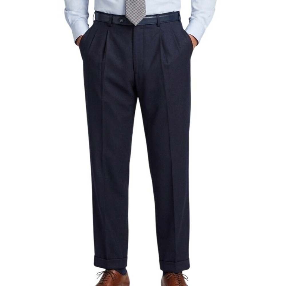 VTG Ralph Lauren Mens Navy Blue 100% Wool Total Comfort Cuffed Pants 38W 30L